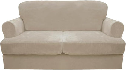 CUCRAF T Cushion Sofa Cover 3 Piece Loveseat Slipcovers, Soft Thick Velvet by CUCRAF