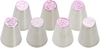 Russian Piping Tips Set with 7 Flower Icing Tips & 2 Leaf Pastry Tips Nozzles for Frosting Cookie Cupcake Cake Decorating