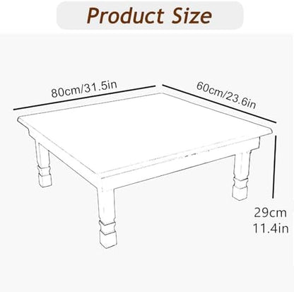 Korean Style Folding Solid Wood Low Table, Rectangle Meditation & Tea Table - Image 2