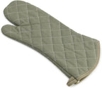 17 Inch Extra Long Heat Resistant Oven Gloves New Cotton Oven Mitts Kitchen Gloves High Temperature Cooking Tool BBQ Gloves (17" Green)