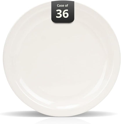 Stoneware Narrow Rim Commercial Grade Dinnerware, America White, Plate 7.25", Case of 36