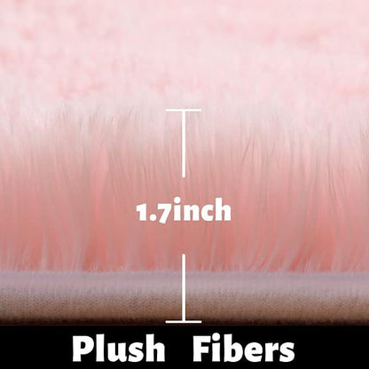 Amdrebio Light Pink Fluffy Fuzzy Area Rug 4x6 - Image 2