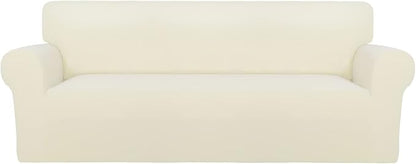 PureFit Stretch Oversized Couch Covers Fleece Sofa Slipcovers Ivory | 1-Piece by PureFit