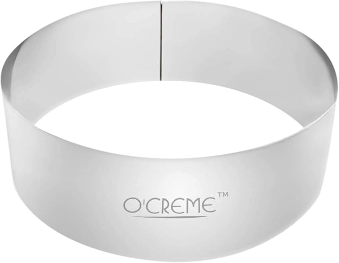O'Creme Cake Ring Sturdy Stainless Steel Round Mousse Cake Ring Mold for Baking, Dessert Cake Decorating Pastry Rings 7 Inch Diameter x 2 Inch High