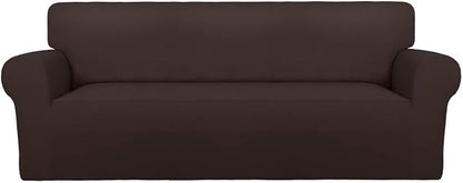 PureFit Stretch Oversized Couch Covers Fleece Sofa Slipcovers Chocolate | by PureFit