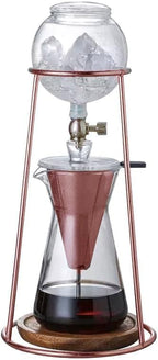 Nispira Modern Iced Coffee Cold Brew Coffee Maker Slow Drip Coffee Machine Stainless Steal Copper Color 400mL Borosilicate Glass