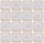 16Pcs Plastic Coffee Stencils Various Patterns Art DIY Mold Tools for Cappuccino Chocolate Latte Barista Template