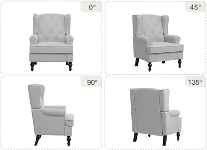 Accent Chair Set of 2, Mid Century Modern Fabric Wingback Chair, Upholstered - Image 9