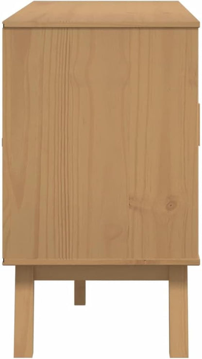 Scandinavian Style Sideboard Brown Solid Pine Wood 45 Inch Wide Sideboard - Image 9