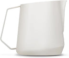 MHW-3BOMBER Milk Frothing Pitcher - 20oz/600ml Milk Frother Cup with U-Shaped Spout - SUS 304 Steaming Pitcher - Cappuccino Latte Art Cup for Barista - Quadrilateral Body - Cream White P5181-OS