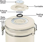 ShanSon Coffee Canister Airtight Coffee Container Stainless Steel Coffee Bean Storage Container with Scoop Coffee Canister for Beans Grounds Sugar Flour Tea Cereal,11OZ, Beige
