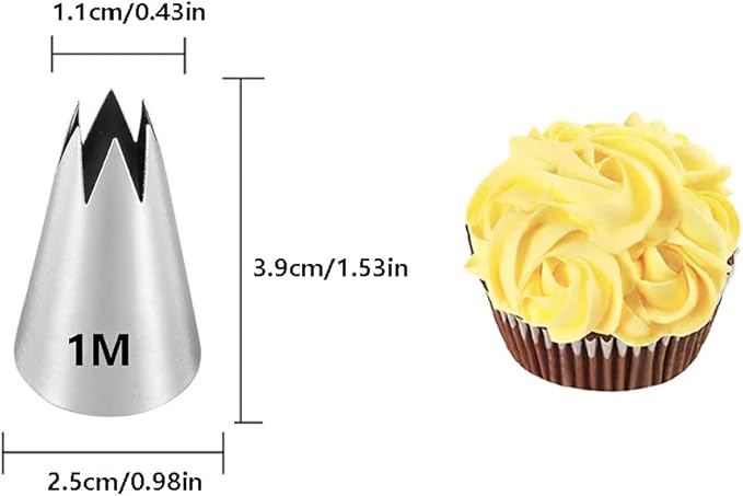 Large Piping Tips Set,Icing Tips with 1M Open Star Decorating Tip,2D Drop Flower Frosting Tip,1A Round Pastry Tip and 895 Basketweave Piping Tip for Cake Cupcake Decorating,4 Pcs