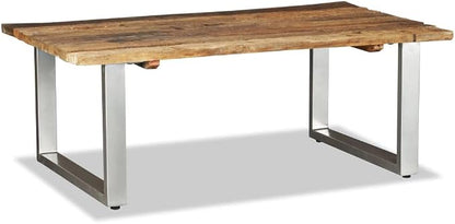 Multicolor Solid Reclaimed Wood Coffee Table, Industrial Wrought Iron Frame - Image 3