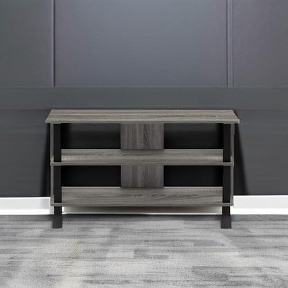 Furinno Sully 3-Tier Stand for TV up to 40, French Oak Grey/Black - Image 6