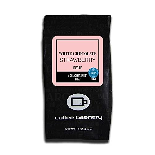 White Chocolate Strawberry Flavored Coffee SWP Decaf, Specialty Arabica Coffee, Medium Roast, 12 ounce, Automatic Drip (Ground)