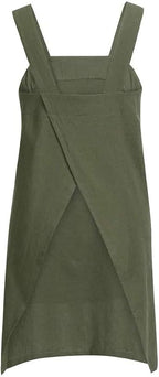YESDOOD Cotton Linen Apron Cross Back Apron for Womens with Pockets Pinafore Dress for Baking Cooking