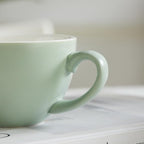 Set of 6 Matte Green 10 oz Professional Barista Ceramic Latte Art Cappuccino Cups Set (Matte Green * 6)