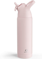 Insulated Water Bottle with Straw - Encool Stainless Steel Water Bottle, Reusable Leakproof and BPA-Free for Sports, Travel, Cold for 24 Hours, 24 oz, Cotton Candy
