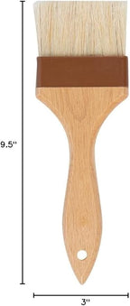 Restaurantware Pastry Tek 3 Inch Wide Buttering Brush 1 Boar Bristle Pastry Brush - Hardwood Handle Built-In Hanging Hole Wood Basting Brush Sturdy Ferrule For Glazing And Basting
