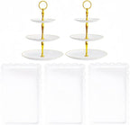 5 Pcs Dessert Table Stand Set - 2x Small 3 Tier Plastic Cupcake Display Stands Cookie Tray Rack Serving Tower & 3x Trays for Wedding Baby Shower Tea Party