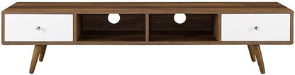 Modway Transmit 70" Media Console Wood TV Stand, 70 Inch, Walnut White - Image 3
