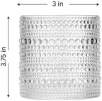 LEMONSODA Hobnail Drinking Glasses Set of 4 – Vintage Clear Lowball Glass Cups 10oz – Textured Barware Aesthetic Retro Glassware Tumblers for Water, Cocktails, Whiskey, Juice (Lowball 10oz, Set of 4)