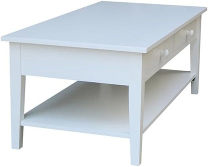 HomeStock Seaside Style Coffee Table in White Solid Parawood, - Image 4
