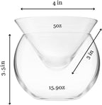 LEMONSODA Stemless Martini Glasses with Chiller - Set of 4 - Elegant Cocktail Glass Set with Server Bowl - Martini Gift Set for Margarita, Espresso Martinis, Manhattan Cocktails - Housewarming Gifts