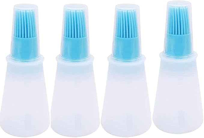 Silicone Oil bottle brush，BBQ/Pastry Basting Brushes,Silicone Cooking Grill Barbecue Baking Pastry Oil/Honey/Sauce Bottle Brush (4 PCS,blue)