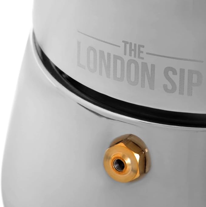 London Sip Stainless Steel Stovetop Espresso Maker Moka Pot Italian Coffee Percolator, Silver, Medium (10.14 oz)
