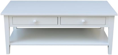 HomeStock Seaside Style Coffee Table in White Solid Parawood, - Image 3