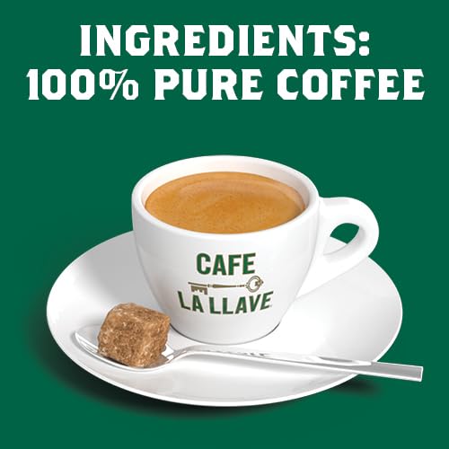 Cafe La Llave Dark Roast Ground Espresso Coffee, 10 oz Can - Rich and Bold Cuban-Style Blend - Strong, Aromatic Flavor