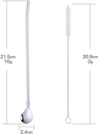 Straws - 8 PCS Silver 8.5 Inch 18/8 Stainless Steel Reusable Metal Straws With 2 Cleaning Brushes