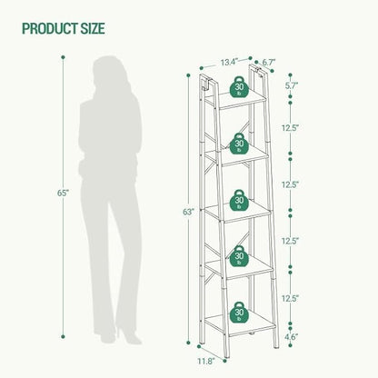 Hzuaneri Ladder Shelf, Bookshelf Bookcase, Freestanding Corner Storage Shelve - Image 2