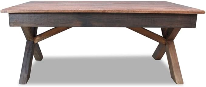 Rustic Farmhouse Handmade Coffee Table from Mixed Recycled Wood, 43.3L x 23.6W by Unknown