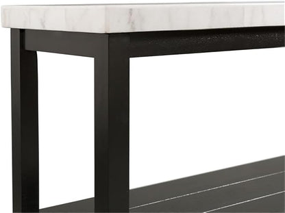 Picket House Furnishings Evie Wood Frame & Marble Top Console Table-White/Black - Image 7