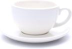 Latte Art Cup and Saucer for Cappuccino and Manual Brew Coffee, New Bone China, Mate for Coffee Shop and Barista (Matte White, 8.5 oz)