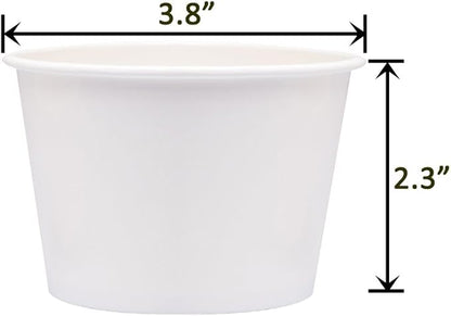 Paper Ice Cream Cups with Paper Lids, Paper Hot/Cold Soup Cups with Lids (White) (40, 8 oz)