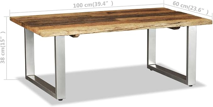 Multicolor Solid Reclaimed Wood Coffee Table, Industrial Wrought Iron Frame - Image 2
