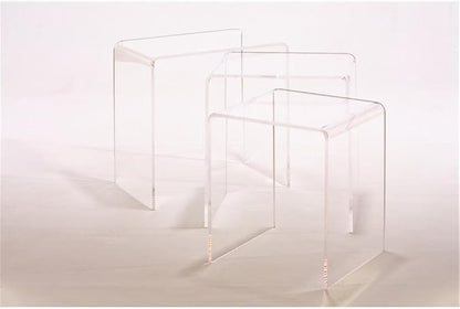 Pemberly Row Clear Acrylic Nesting Tables, Lucite Material, Waterfall Edge - Image 3