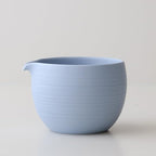 Matcha Whisk Set, Ceramic Matcha Bowl & Whisk Holder, Bamboo Accessory, Modern Design (Soft Haze Blue, Pouring Spout)