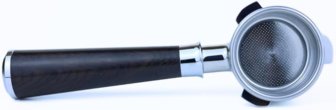 54mm Bottomless Portafilter 3 Ears Black Rosewood Handle Set– Fits Breville Barista Express, Bambino, Impress, Duo Temp Pro and Infuser – Includes 18g Filter Basket & 1.7mm Puck Screen