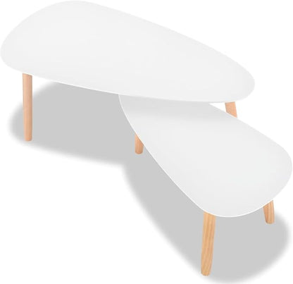 Gecheer Scandinavian Style Solid Pine Wood Coffee Table Set - Image 5