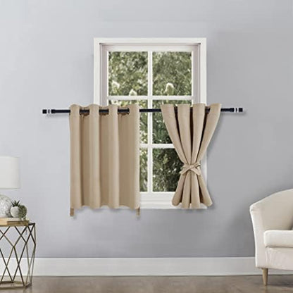 RV Blackout Curtains for Bedroom 52 x 36 Inches Long Beige 2 Panels | Thermal - Image 2