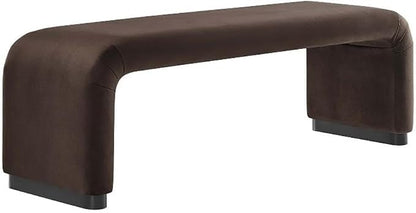 Modway EEI-6734-BLK-CHB Koda Performance Velvet Waterfall Long Bench by Modway