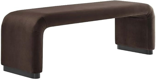 Modway EEI-6734-BLK-CHB Koda Performance Velvet Waterfall Long Bench by Modway
