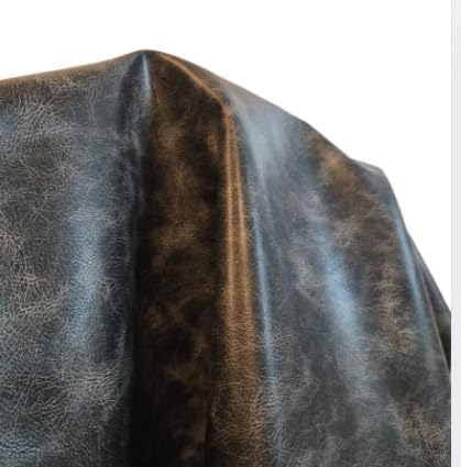 Black Vintage Distressed Soft Faux Leather Fabric Upholstery Sheet PU Peta by NATLeathers