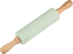 HARFINGTON Silicone Rolling Pins for Baking 12 Inch Wooden Handle Non Stick Rolling Pin Small Roller Playdough Rolling Pins for Dough Pizza Pastry Fondant Kitchen, Light Green