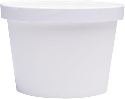 Paper Ice Cream Cups with Paper Lids, Paper Hot/Cold Soup Cups with Lids (White) (40, 8 oz)