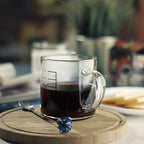 LUXU Glass Coffee Tea Cups Set of 2,Clear Coffee Mugs for Hot or Cold Beverages,Large Wide Mouth Drinking Glasses,Perfect for Mocha,Latte,Milk,Cappuccino,Water and Juice -14 oz Measuring Cups